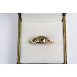18ct gold diamond and ruby gypsy ring, UK ring size Q