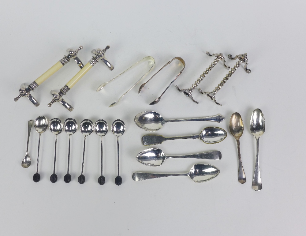 Mixed lot to include miscellaneous silver and Epns teaspoons, late 19th / early 20th century ivory
