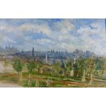 Edinburgh city view, oil on board, apparently unsigned, framed, 29 x 20cm