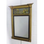 Giltwood mirror, with a gilt painted glass panel over a rectangular plate, 40 x 57cm