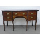 19th century mahogany sideboard, with cross banded serpentine top over an arrangement of five