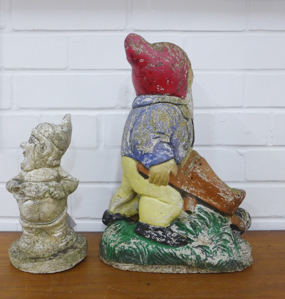 Two stone composition Garden gnome figures, tallest 36cm (2) - Image 2 of 2