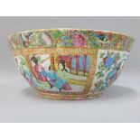 Chinese famille rose mandarin pattern punch bowl, 29.5cm