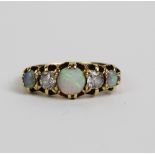 18ct gold opal and diamond ring UK ring size P