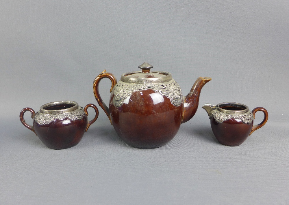 Mixed lot to include a Birmingham silver mounted teapot, cream jug and sugar bowl (a/f) , studio - Image 4 of 4