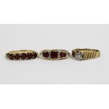 Three 9ct gold gemset rings (3)