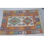 Kelim rug, ivory field and multicoloured geometric pattern, 170 x 117cm