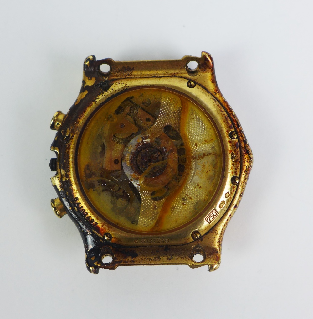 Scrap 18ct gold watch parts, fire damaged parts from a Gent's Ebel gold cased watch and a Gents's - Image 3 of 5