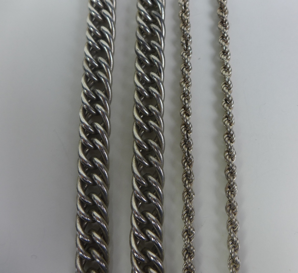 Silver curb link necklace, approx 125g together with a silver rope twist necklace (2) - Image 2 of 2