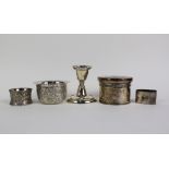 Victorian silver sugar bowl, Sheffield 1887, silver trinket jar and cover, Birmingham 1905, silver