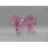 Pair of Jack in the Pulpit cranberry glass vases, 24cm (2)