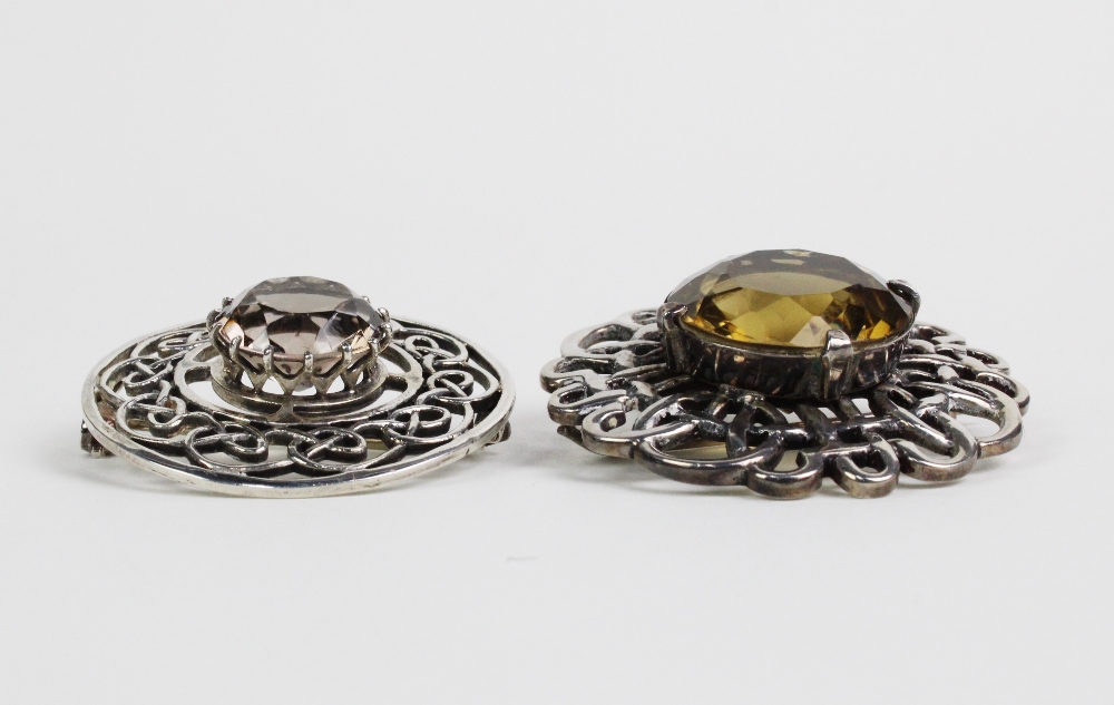 Two Scottish silver citrine brooches, both with Edinburgh hallmarks and one stamped INVSS (2) - Image 3 of 3