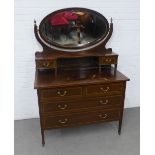 Edwardian mahogany and inlaid dressing table /chest 107 x 160 x 53cm