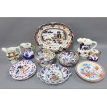 19th century Masons Ironstone pottery to include jugs, ashets, plates, etc (11)