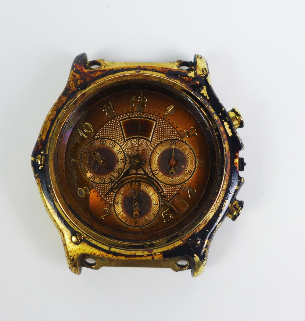 Scrap 18ct gold watch parts, fire damaged parts from a Gent's Ebel gold cased watch and a Gents's - Image 2 of 5