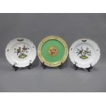 Pair of Meissen porcelain bowls with birds pattern and a Royal Worcester plate by Ernest Barker (3)