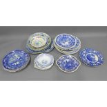 Collection of Staffordshire blue and white transfer printed pottery (a lot)