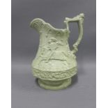 Ridgway style moulded jug with Jousting Knights pattern, 25cm high