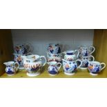 Collection of Gaudy Welsh jugs of various sizes, largest 14cm, some damages (12)