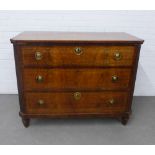 19th century mahogany and chequer banded commode, the top centred by an oval inlaid paterae, with
