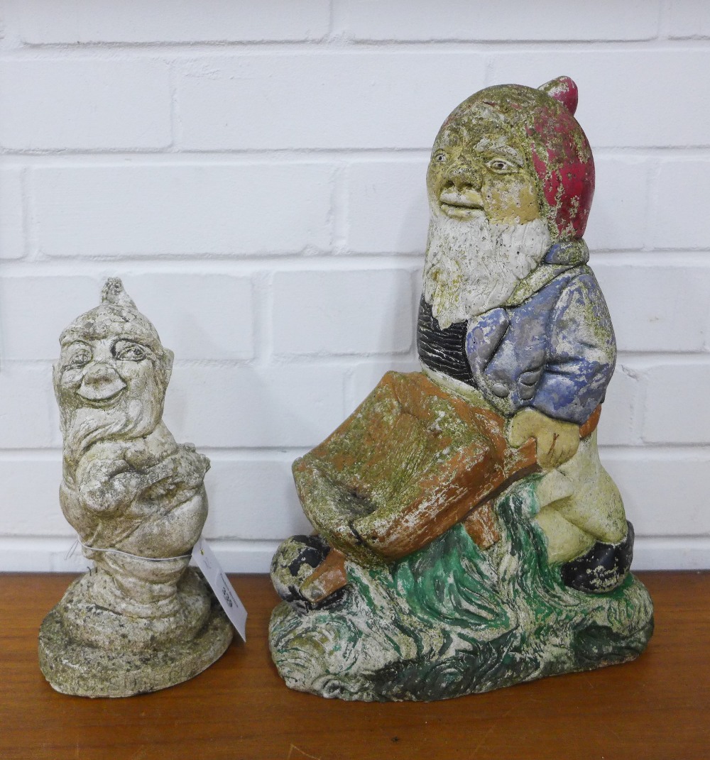 Two stone composition Garden gnome figures, tallest 36cm (2)