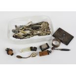 Mixed lot to include a Chester silver cigarette case, silver matchbox cover, silver topped bottle