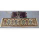 Modern wool runner, 325 x 80cm, and a Tekke style saddle bag, (2)