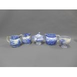 19th century Staffordshire blue and white transfer printed pottery to include Mintons oriental Scene