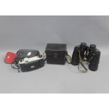 A pair of Charles Frank 10 x 50 binoculars and two vintage cameras (3)