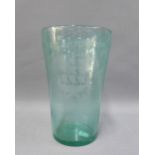Etched glass vase with galleon pattern, 26cm