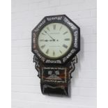 Rennison & Son, North Shields rosewood and abaolone inlaid drop dial wall clock, 43 x 68 x 16cm