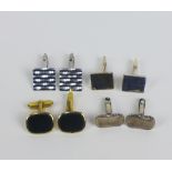 Gents cufflinks to include three pairs of silver and one pair of gilt metal cufflinks (4)