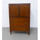 Early to mid 20th century oak ledgeback tallboy chest, on cabriole legs, 76 x 121 x 43cm