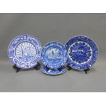 Blue and white pottery to include J& G Meakin New York World's Fair plate, Victorian Clyde Scenery