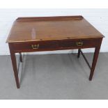 Mahogany ledgeback desk with rectangular top and two frieze drawers on square tapering legs, 111 x