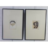 A pair of Japanese coloured prints, framed under glass, signed with a character mark, 13 x 18cm (2)