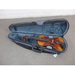 French violin, back stamped Vuillaume Paris with paper label to the inside, overall length 60cm,