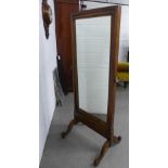 Mahogany cheval mirror, 64 x 152 x 50cm