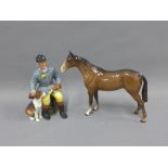Royal Doulton Huntsman figure, HN2492 and a brown glazed Beswick horse, tallest 20cm (2)