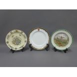 Copeland's Spode 1920's Hunting pattern plate, Wedgwood chinoiserie plate and a porcelain armorial