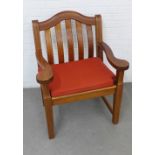 Alexander Rose hardwood garden armchair with slatted back and loose cushion 74 x 98 x 46cm