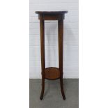 Edwardian mahogany and satin inlaid two tier jardiniere plant stand