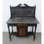 Late 19th / early 20th century ebonised washstand with a marble top, 99 x 127 x 48cm