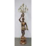 Composite Blackamoor floor standing standard lamp, approx 200cm including light