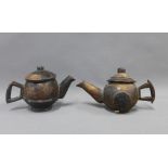 Two South African wooden teapots, largest 16cm high (2)