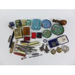 Mixed lot to include a collection of early 20th century fruit knives, match box covers, Onoto