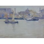 Biddy Macdonald Jamieson, fl.1895-1938, 'River Thames - London', watercolour, signed, framed under