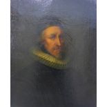 English School, portrait of an Gent in a ruff collar, oil on canvas, apparently unsigned, framed, 54