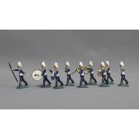 Nine piece lead military band, one (a/f) 7cm