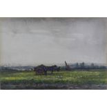 William Page Atkinson Wells, (SCOTTISH 1872 - 1923) a field with horse and cart, watercolour,